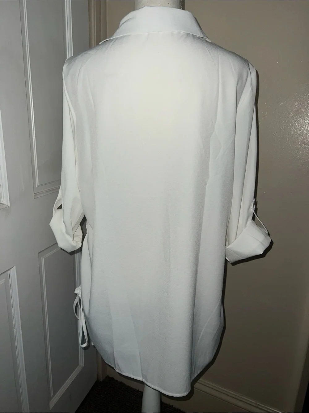 Women's White Split-Neck Tunic Blouse
